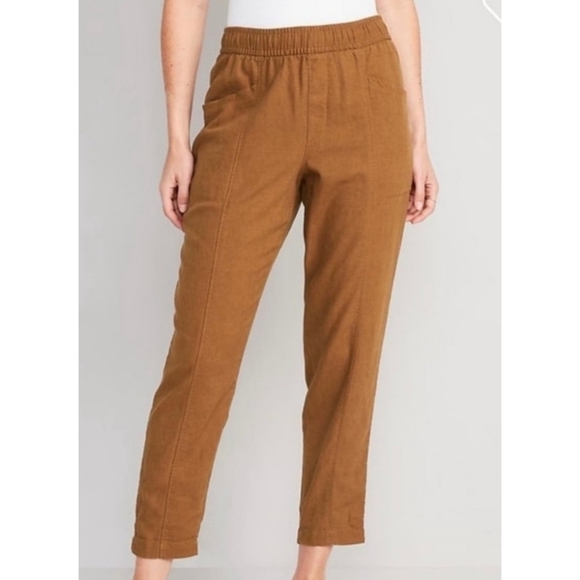 Old Navy High Waisted Linen Blend Crop Pants Sisal Size M - Picture 2 of 14